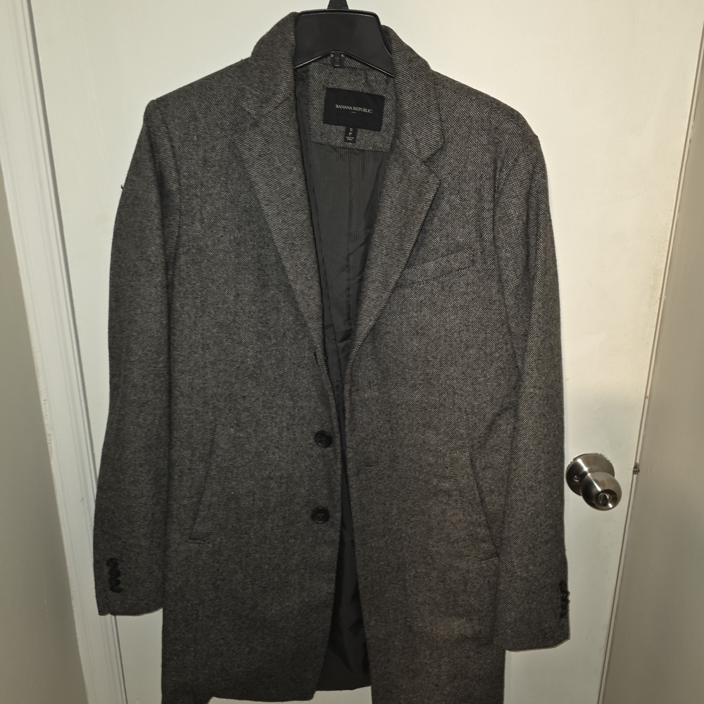 Banana Republic Men's Gray Wool Blend Overcoat